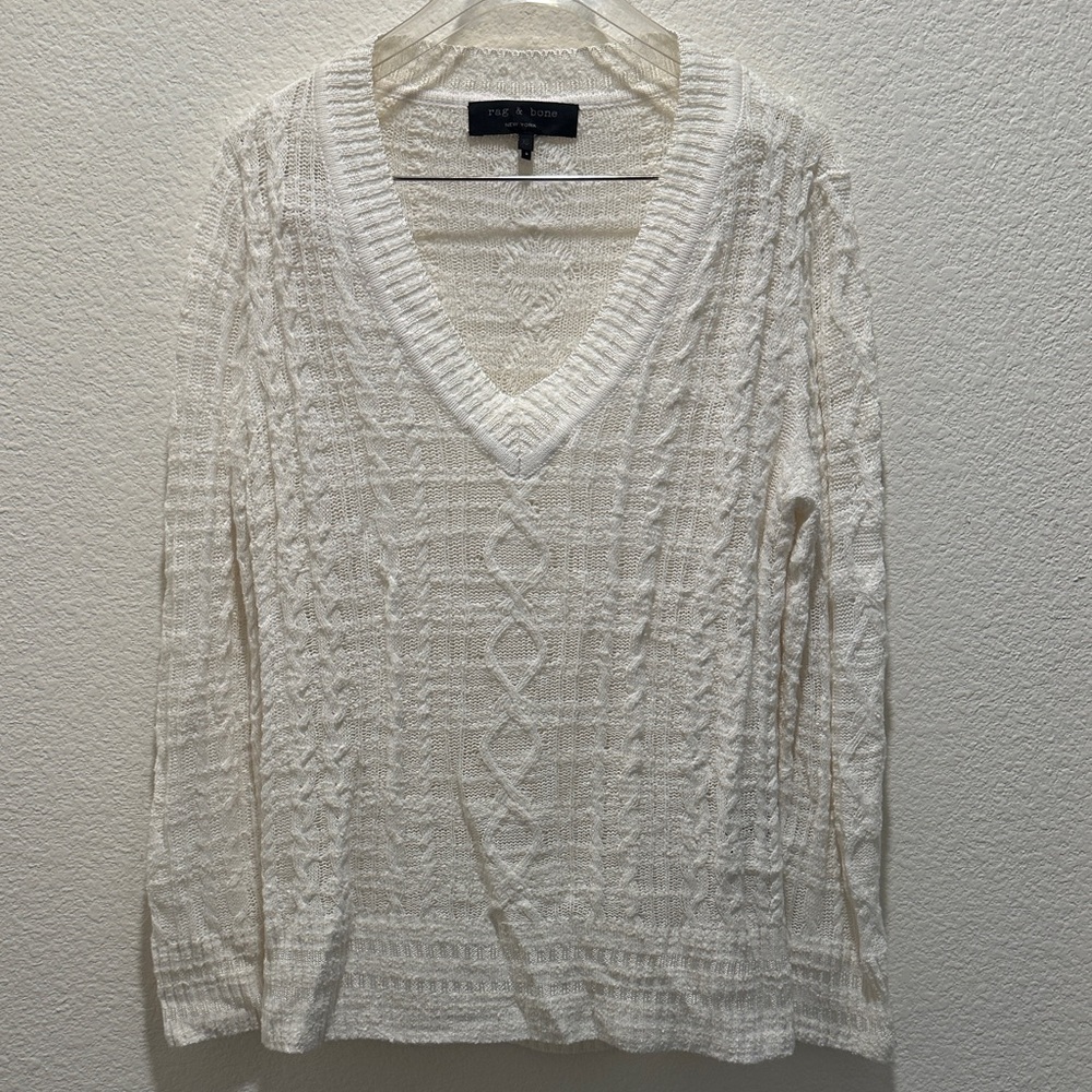 rag‎ & bone Ivory V-Neck Sweater